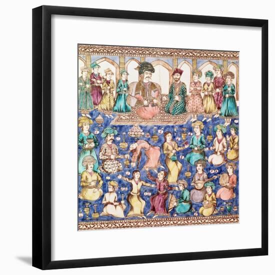 Musicians and Dancers at the Court of Nasser Al-Din Shah Qajar-null-Framed Giclee Print