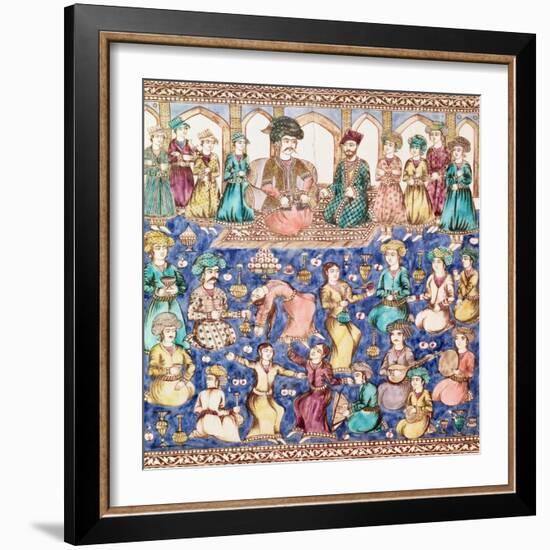 Musicians and Dancers at the Court of Nasser Al-Din Shah Qajar-null-Framed Giclee Print