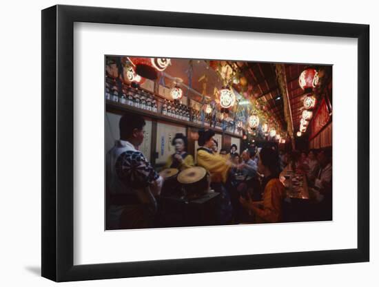 Musicians and Dancers Perform at the Miyoshi Folk Song Sake Parlor, Tokyo, Japan, 1962-Eliot Elisofon-Framed Photographic Print