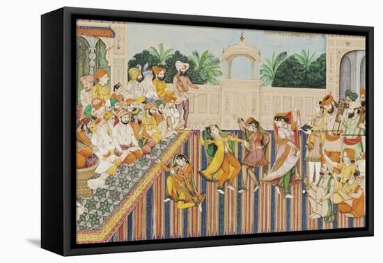 Musicians and Dancing Girls Perform Before Sher Singh, 1874-Bishan Singh-Framed Premier Image Canvas