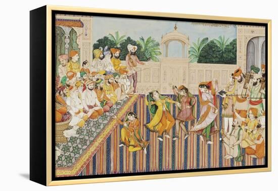 Musicians and Dancing Girls Perform Before Sher Singh, 1874-Bishan Singh-Framed Premier Image Canvas