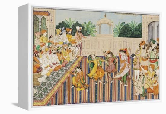 Musicians and Dancing Girls Perform Before Sher Singh, 1874-Bishan Singh-Framed Premier Image Canvas