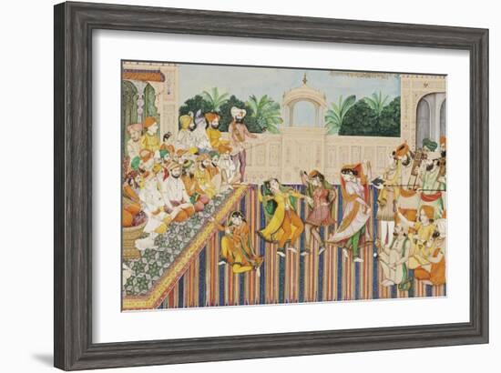 Musicians and Dancing Girls Perform Before Sher Singh, 1874-Bishan Singh-Framed Giclee Print