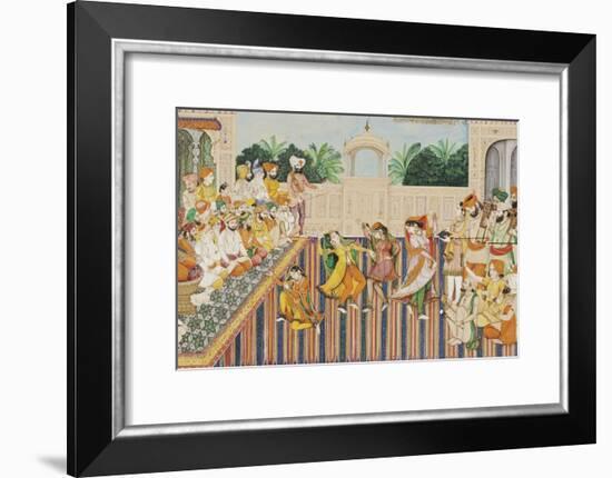 Musicians and Dancing Girls Perform Before Sher Singh, 1874-Bishan Singh-Framed Giclee Print