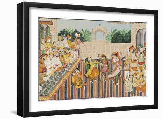 Musicians and Dancing Girls Perform Before Sher Singh, 1874-Bishan Singh-Framed Giclee Print