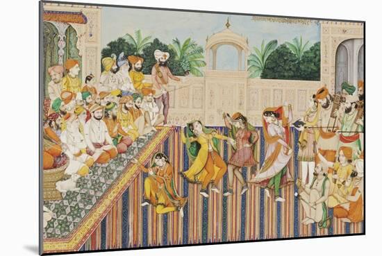 Musicians and Dancing Girls Perform Before Sher Singh, 1874-Bishan Singh-Mounted Giclee Print