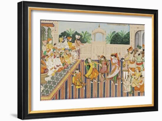 Musicians and Dancing Girls Perform Before Sher Singh, 1874-Bishan Singh-Framed Giclee Print