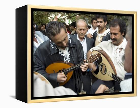 Musicians Attending a Village Wedding, Anogia, Crete, Greek Islands, Greece-Adam Tall-Framed Premier Image Canvas