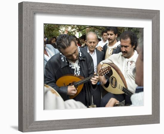 Musicians Attending a Village Wedding, Anogia, Crete, Greek Islands, Greece-Adam Tall-Framed Photographic Print