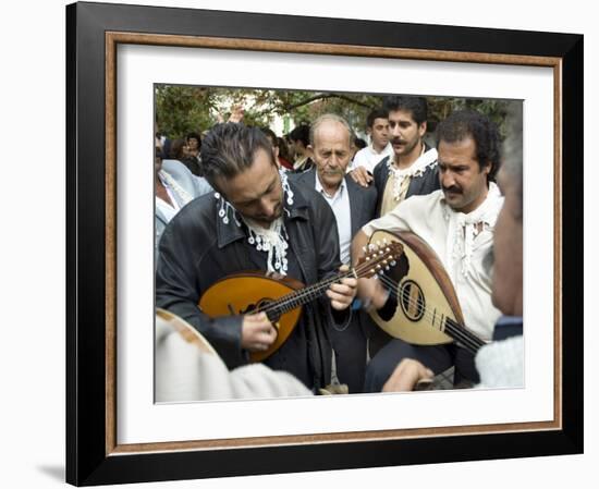 Musicians Attending a Village Wedding, Anogia, Crete, Greek Islands, Greece-Adam Tall-Framed Photographic Print