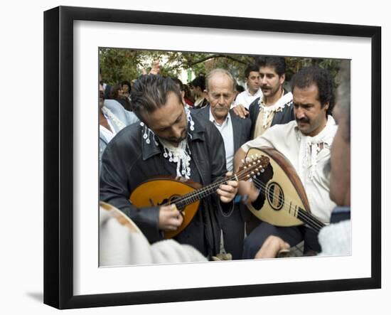 Musicians Attending a Village Wedding, Anogia, Crete, Greek Islands, Greece-Adam Tall-Framed Photographic Print