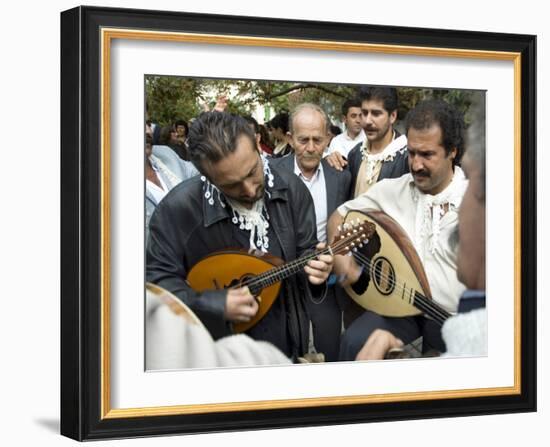 Musicians Attending a Village Wedding, Anogia, Crete, Greek Islands, Greece-Adam Tall-Framed Photographic Print