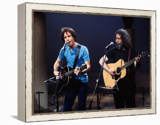 Musicians Bob Weir and Jerry Garcia of Rock Group Grateful Dead Performing-David Mcgough-Framed Premier Image Canvas