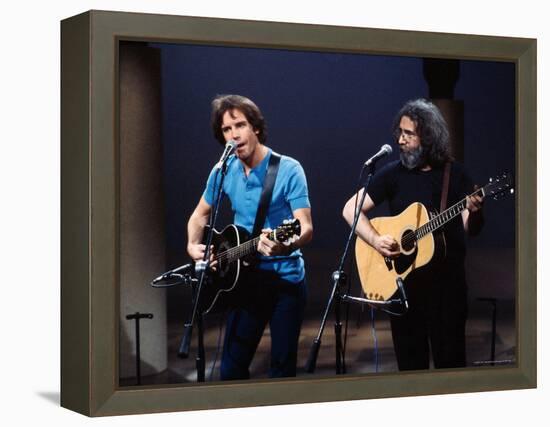 Musicians Bob Weir and Jerry Garcia of Rock Group Grateful Dead Performing-David Mcgough-Framed Premier Image Canvas