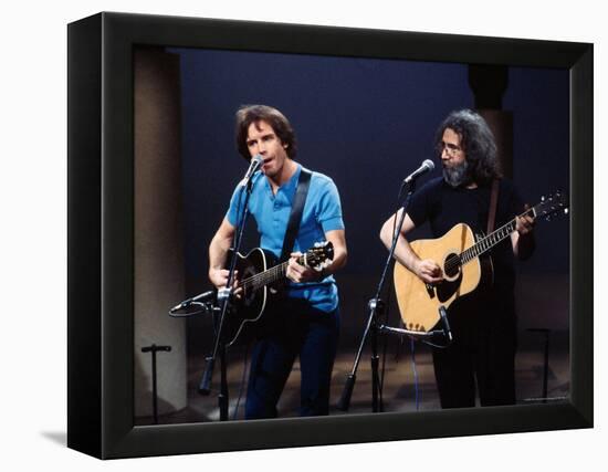 Musicians Bob Weir and Jerry Garcia of Rock Group Grateful Dead Performing-David Mcgough-Framed Premier Image Canvas