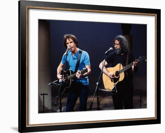 Musicians Bob Weir and Jerry Garcia of Rock Group Grateful Dead Performing-David Mcgough-Framed Premium Photographic Print