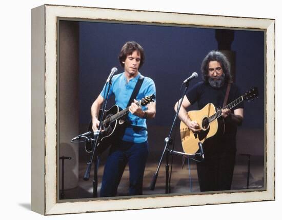 Musicians Bob Weir and Jerry Garcia of Rock Group Grateful Dead Performing-David Mcgough-Framed Premier Image Canvas