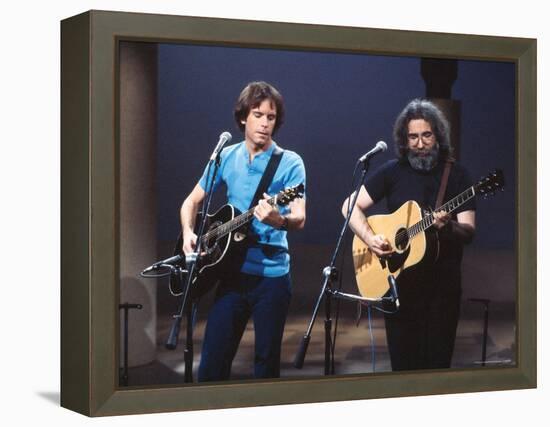 Musicians Bob Weir and Jerry Garcia of Rock Group Grateful Dead Performing-David Mcgough-Framed Premier Image Canvas