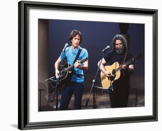 Musicians Bob Weir and Jerry Garcia of Rock Group Grateful Dead Performing-David Mcgough-Framed Premium Photographic Print