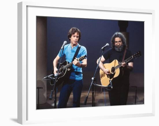 Musicians Bob Weir and Jerry Garcia of Rock Group Grateful Dead Performing-David Mcgough-Framed Premium Photographic Print