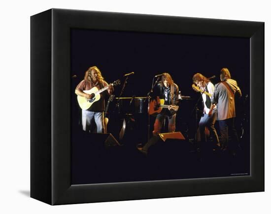 Musicians David Crosby, Neil Young, Graham Nash and Stephen Stills of Group Crosby Performing-David Mcgough-Framed Premier Image Canvas