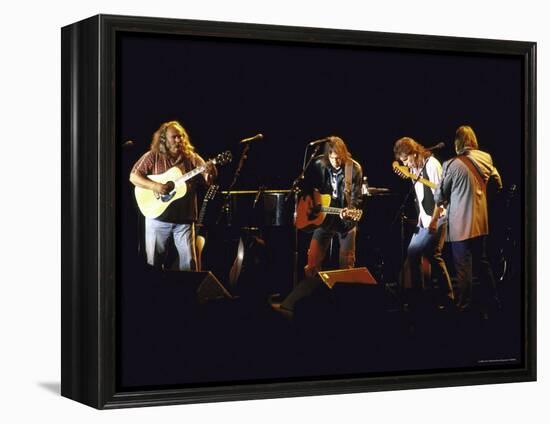 Musicians David Crosby, Neil Young, Graham Nash and Stephen Stills of Group Crosby Performing-David Mcgough-Framed Premier Image Canvas