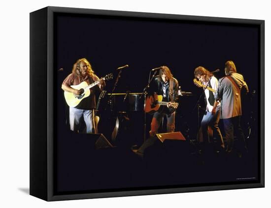 Musicians David Crosby, Neil Young, Graham Nash and Stephen Stills of Group Crosby Performing-David Mcgough-Framed Premier Image Canvas