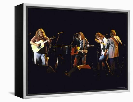 Musicians David Crosby, Neil Young, Graham Nash and Stephen Stills of Group Crosby Performing-David Mcgough-Framed Premier Image Canvas