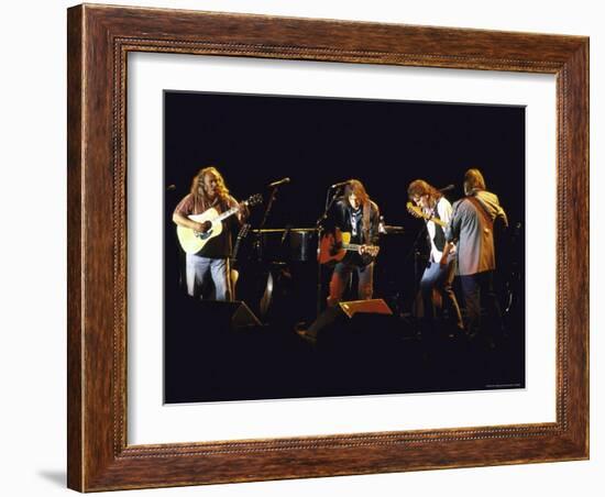 Musicians David Crosby, Neil Young, Graham Nash and Stephen Stills of Group Crosby Performing-David Mcgough-Framed Premium Photographic Print