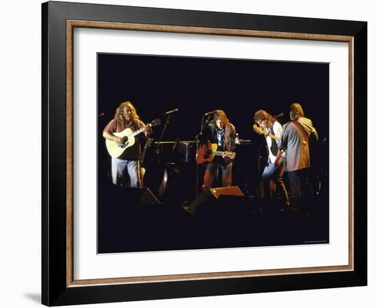 Musicians David Crosby, Neil Young, Graham Nash and Stephen Stills of Group Crosby Performing-David Mcgough-Framed Premium Photographic Print