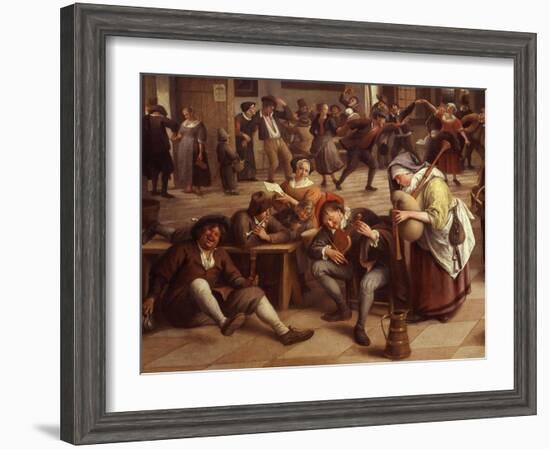 Musicians, from Fête in an Inn, 1674 (Detail)-Jan Havicksz. Steen-Framed Giclee Print