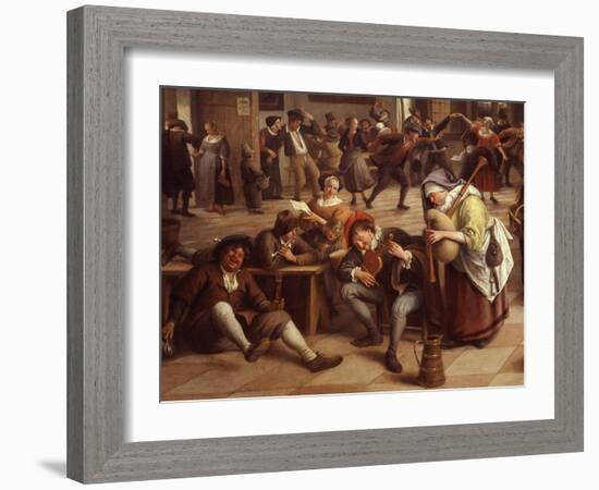 Musicians, from Fête in an Inn, 1674 (Detail)-Jan Havicksz. Steen-Framed Giclee Print