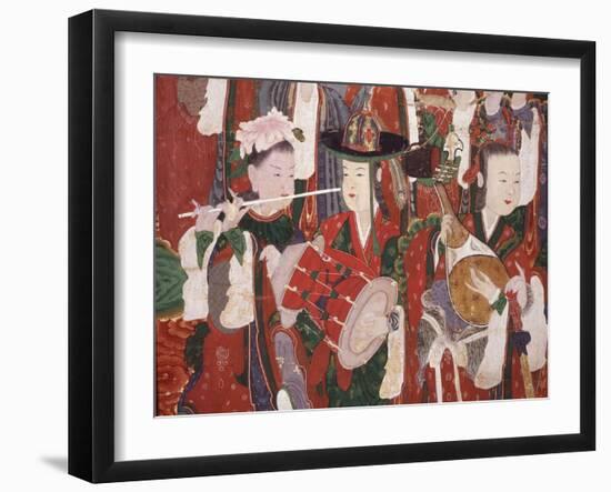 Musicians, from the Guardian Divinities, Coloured Silk, 1795, from Temple of Suguk-Sa, Korea-null-Framed Giclee Print