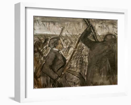 Musicians in the orchestra. Around 1870. Oil on canvas.-Edgar Degas-Framed Giclee Print