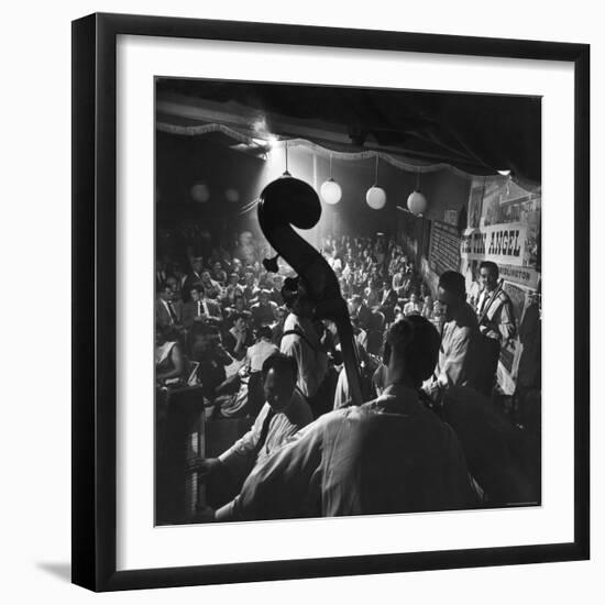 Musicians, Including Pianist Wally Rose, Performing at the Tin Angel, a Waterfront Nightclub-Nat Farbman-Framed Photographic Print