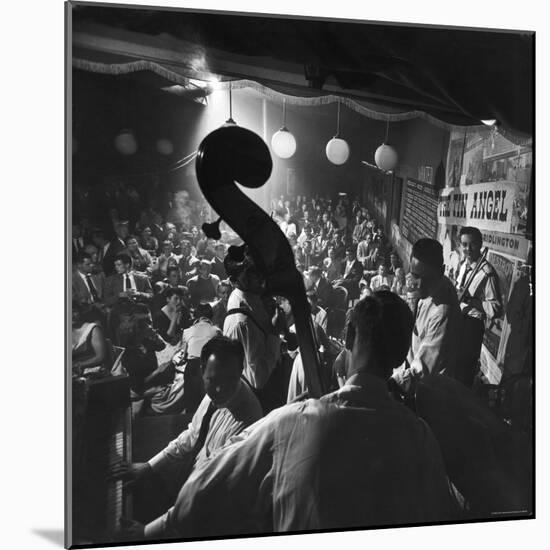 Musicians, Including Pianist Wally Rose, Performing at the Tin Angel, a Waterfront Nightclub-Nat Farbman-Mounted Photographic Print
