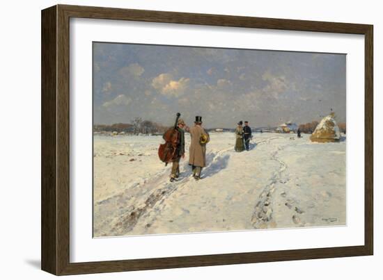 Musicians Returning Home in Winter-Hugo Mühlig-Framed Giclee Print