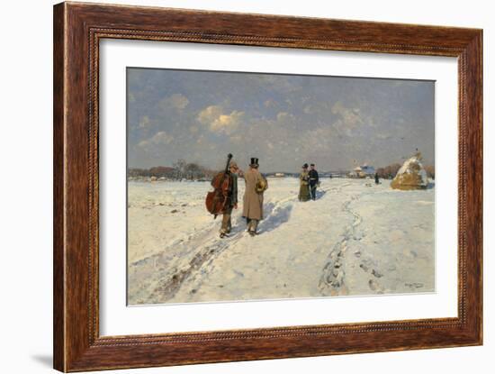 Musicians Returning Home in Winter-Hugo Mühlig-Framed Giclee Print