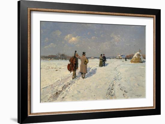 Musicians Returning Home in Winter-Hugo Mühlig-Framed Giclee Print