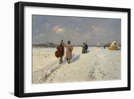 Musicians Returning Home in Winter-Hugo Mühlig-Framed Giclee Print