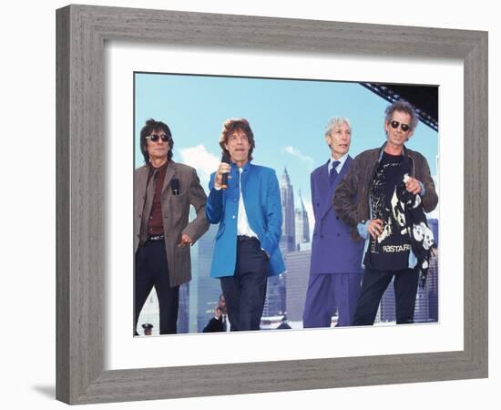 Musicians Ronnie Wood, Mick Jagger, Charlie Watts and Keith Richards of the Rolling Stones-Dave Allocca-Framed Premium Photographic Print