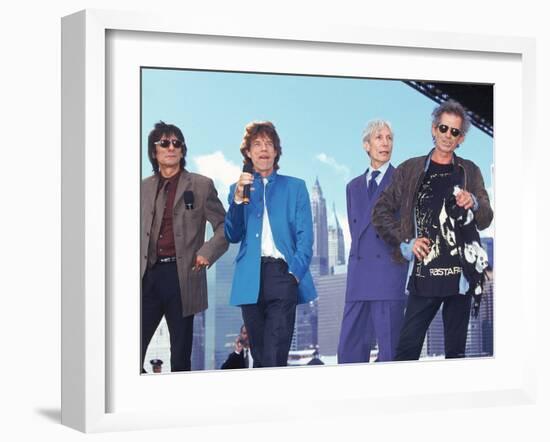 Musicians Ronnie Wood, Mick Jagger, Charlie Watts and Keith Richards of the Rolling Stones-Dave Allocca-Framed Premium Photographic Print