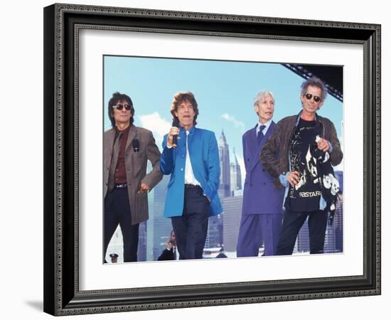 Musicians Ronnie Wood, Mick Jagger, Charlie Watts and Keith Richards of the Rolling Stones-Dave Allocca-Framed Premium Photographic Print