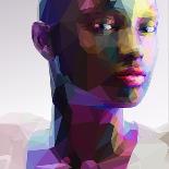 Low Poly Abstract Portrait of a Black Girl-musicman-Framed Art Print