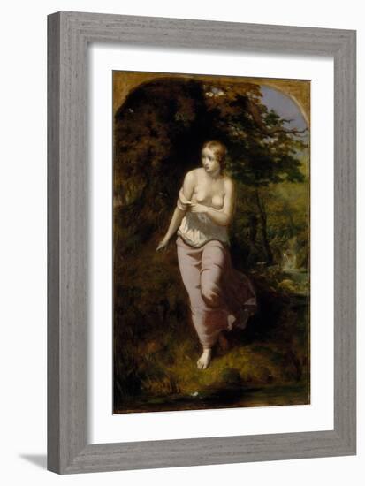 Musidora Bathing, 1849 (Oil on Canvas)-Arthur Hughes-Framed Giclee Print