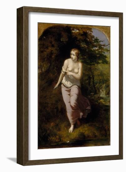 Musidora Bathing, 1849 (Oil on Canvas)-Arthur Hughes-Framed Giclee Print