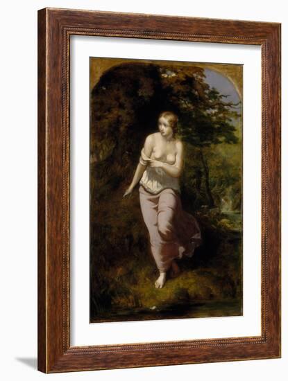 Musidora Bathing, 1849 (Oil on Canvas)-Arthur Hughes-Framed Giclee Print