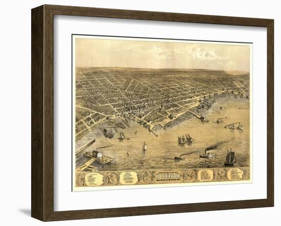 Muskegon, Michigan - Panoramic Map-Lantern Press-Framed Art Print