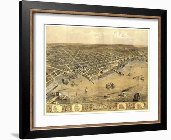 Muskegon, Michigan - Panoramic Map-Lantern Press-Framed Art Print