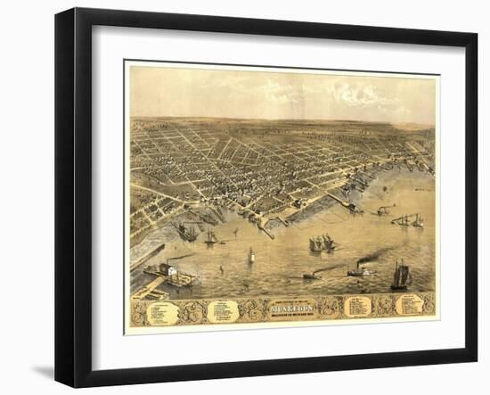 Muskegon, Michigan - Panoramic Map-Lantern Press-Framed Art Print